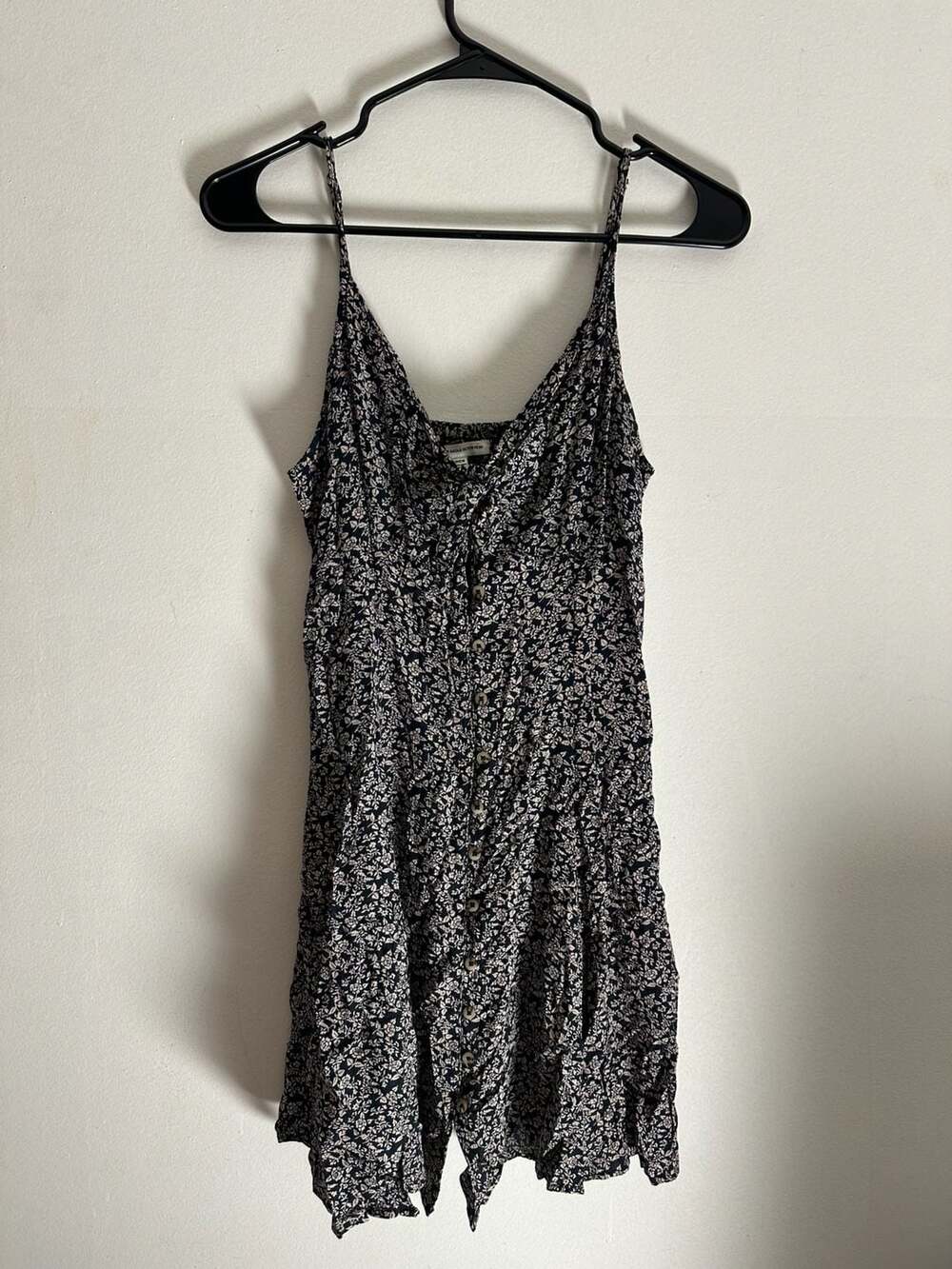 American Eagle Floral Button-Front Spaghetti Strap Mini Dress, Size Small